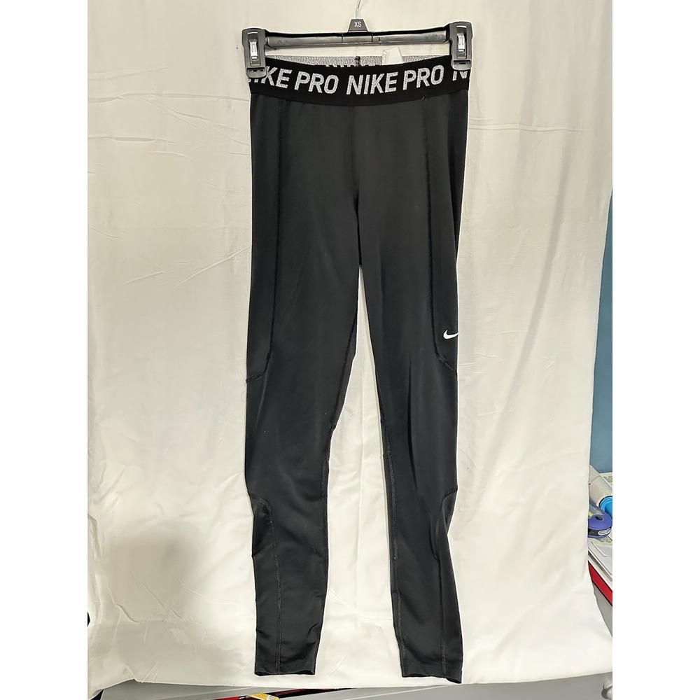 Nike Pro 365 Women's Black/White Mid R Mesh-Paneled Legging CZ9779-010 X Small